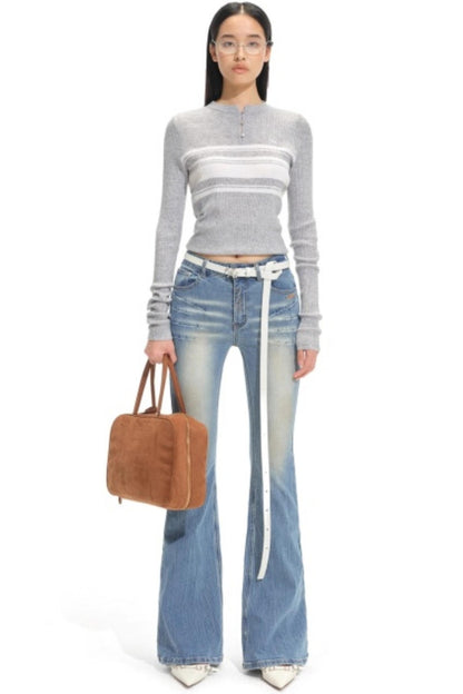 Stripe Wool Knit Cardigan