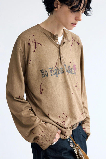 Vintage Splash Ink Henley Tee