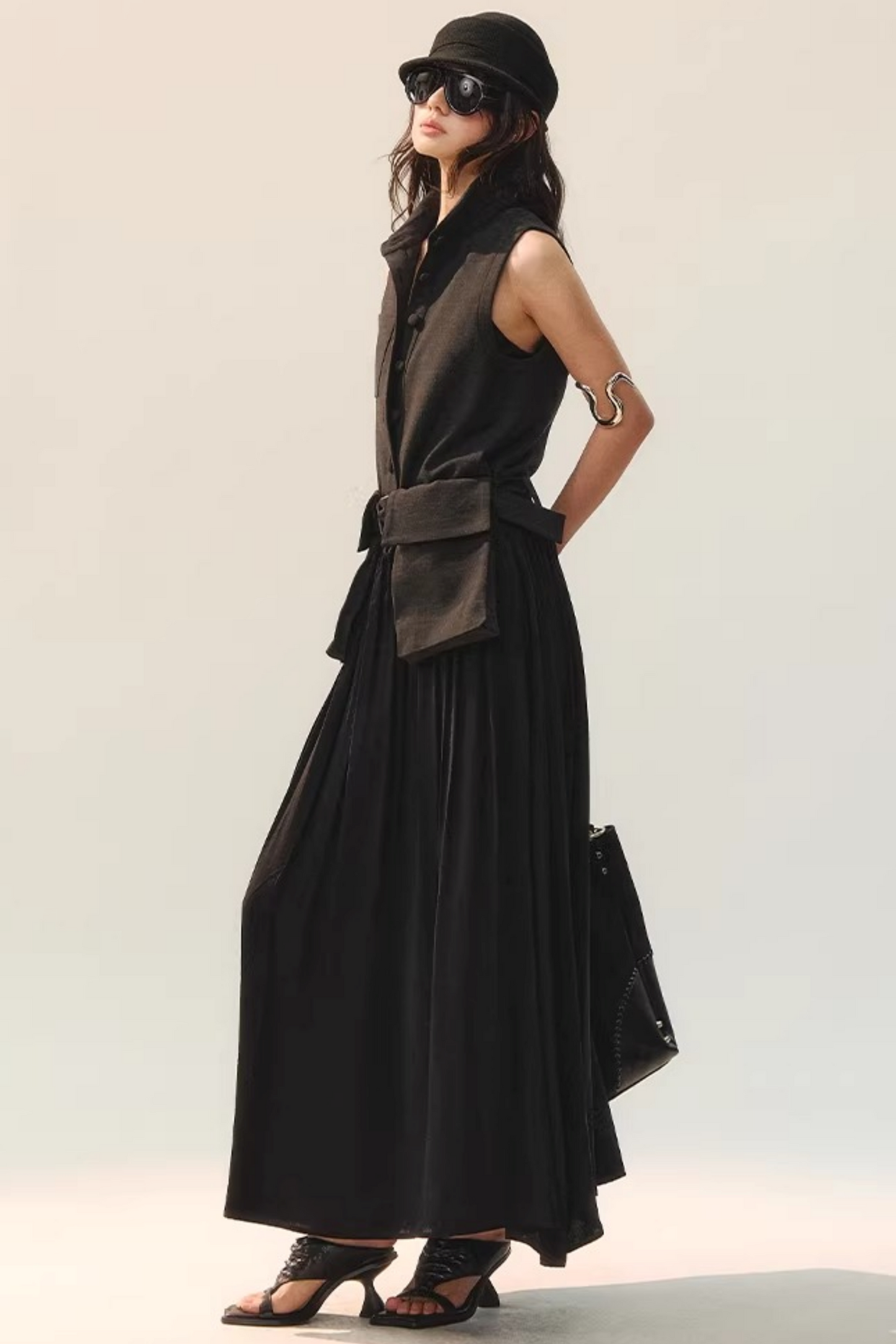 Ink Tone Belted Dress