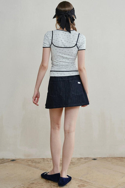 Retro Denim A-Line Skirt