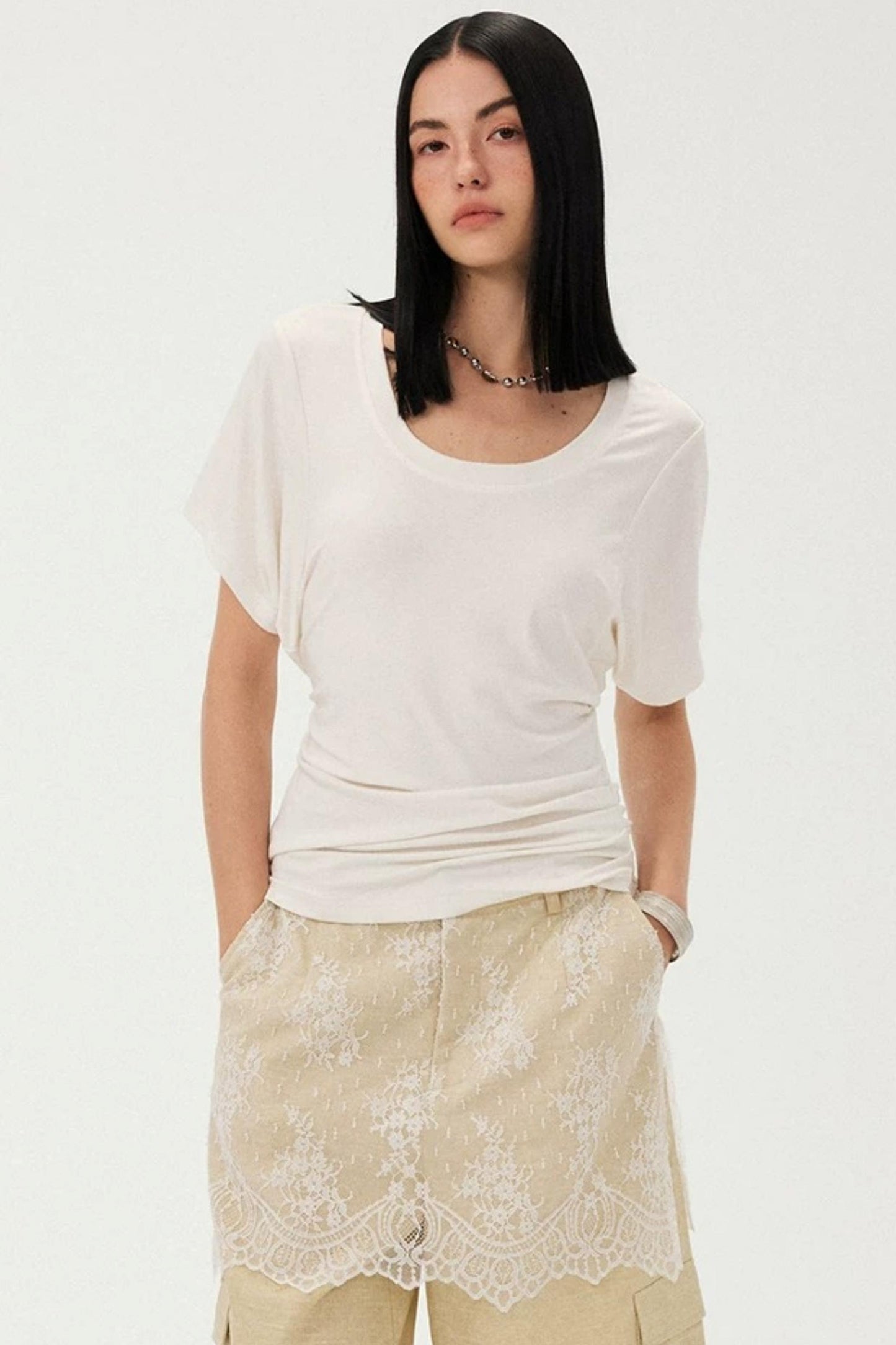 Diddimodau Ruched Waist Knit Blouse