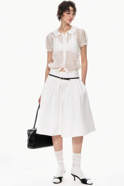 Lyocell Jacquard Doll Collar Blouse