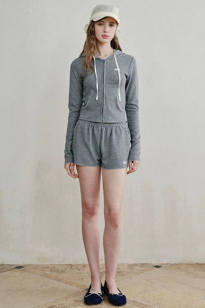 Lightweight Waffle Knit Hooded Jacket