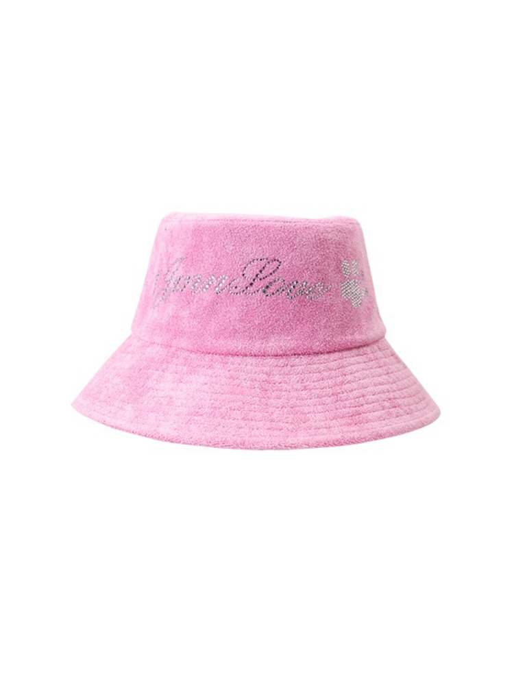 Towel Fabric Rhinestone Bucket Hat