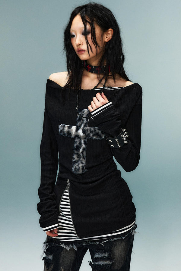 Swing Neck Knit Layer Top