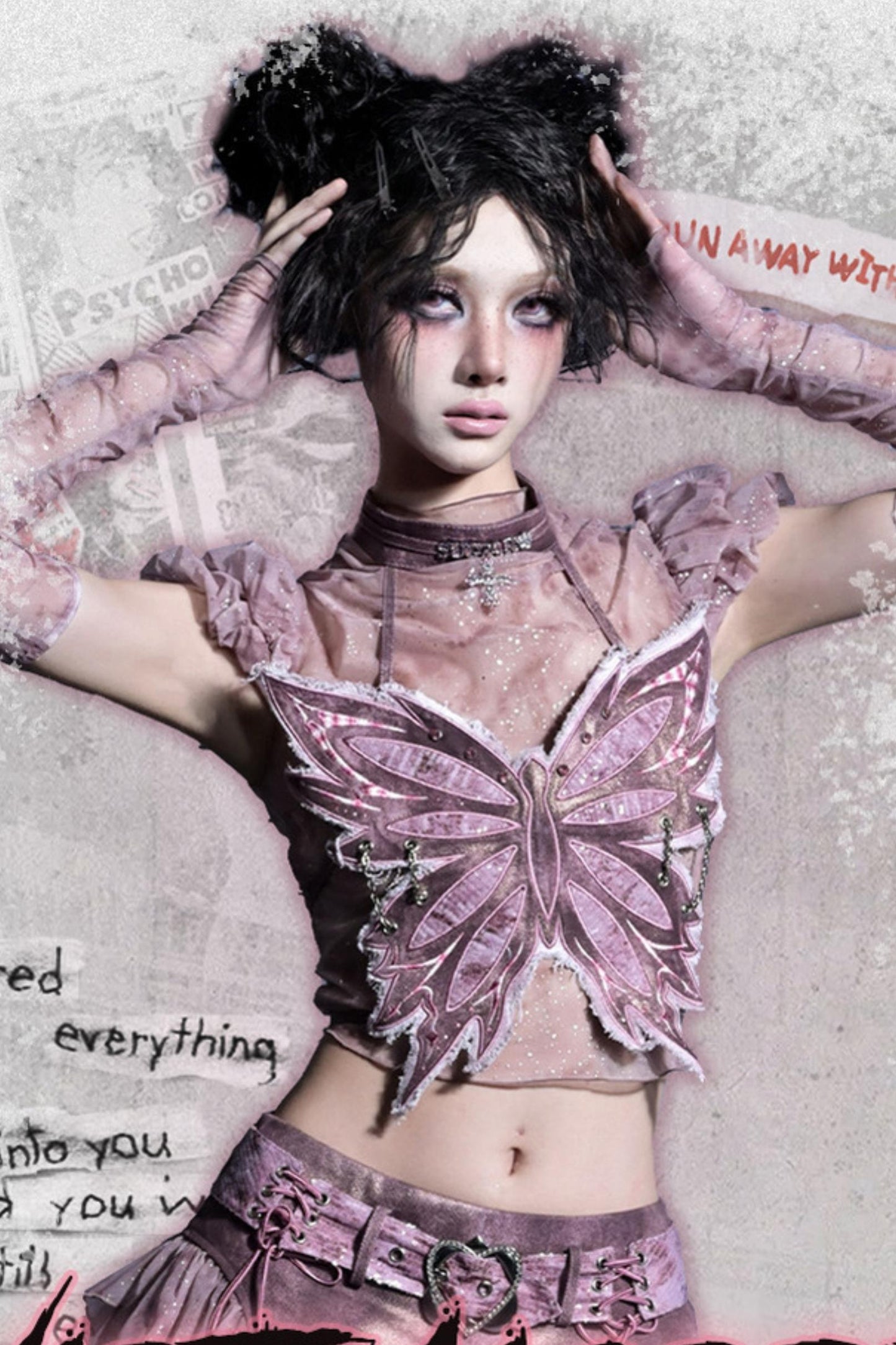 Butterfly Bandeau Mesh Top Set-Up