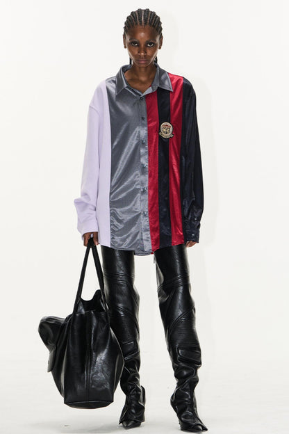 Colorblock Badge Long Sleeve Shirt