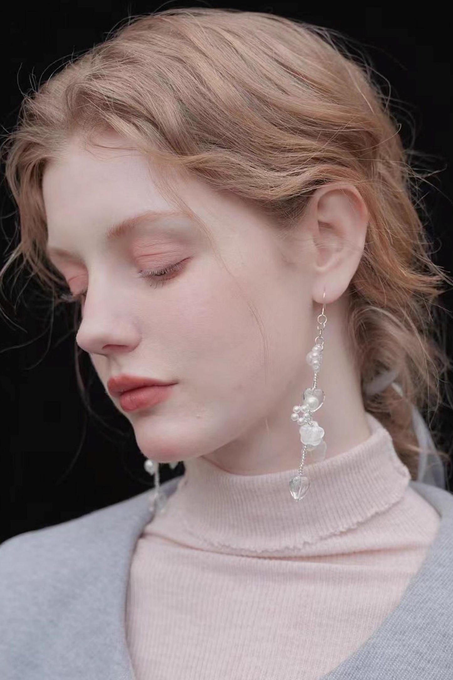 Tassel Pearl Bow Earrings