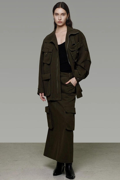 Vintage Cargo Silhouette Coat Set- Up