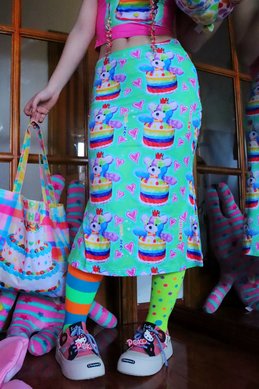 Dopamine Bear Print Skirt