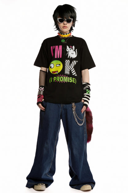 Emo Printed Punk Style T-Shirt