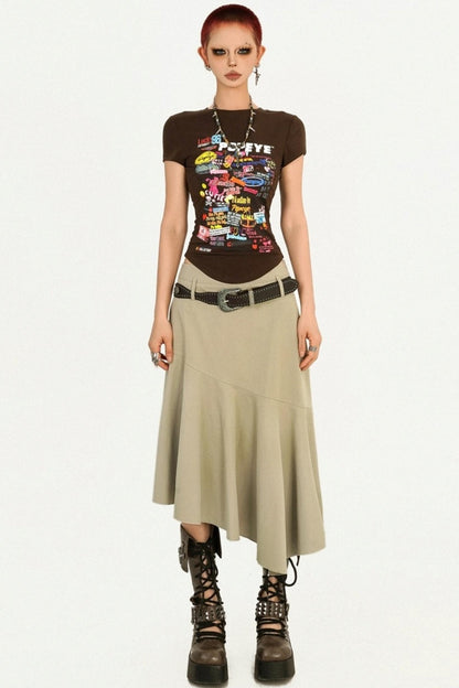 Cool Retro Street Fashion A-Line Skirt