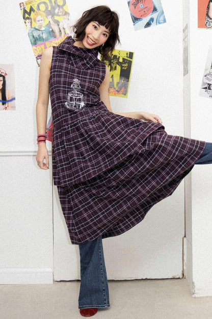 Illusion Plaid Tank Dress