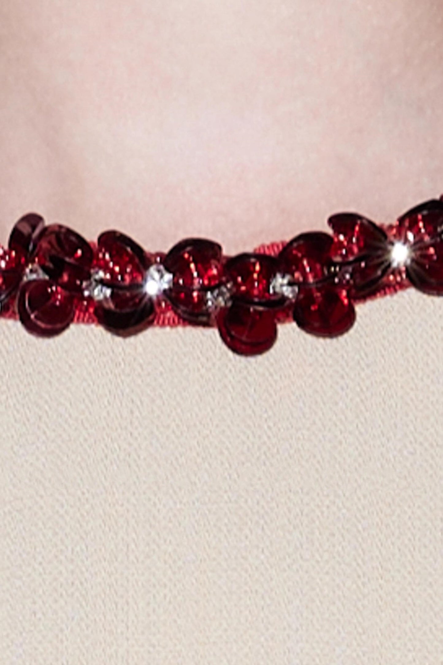 Hand-Beaded Floral Bow Top