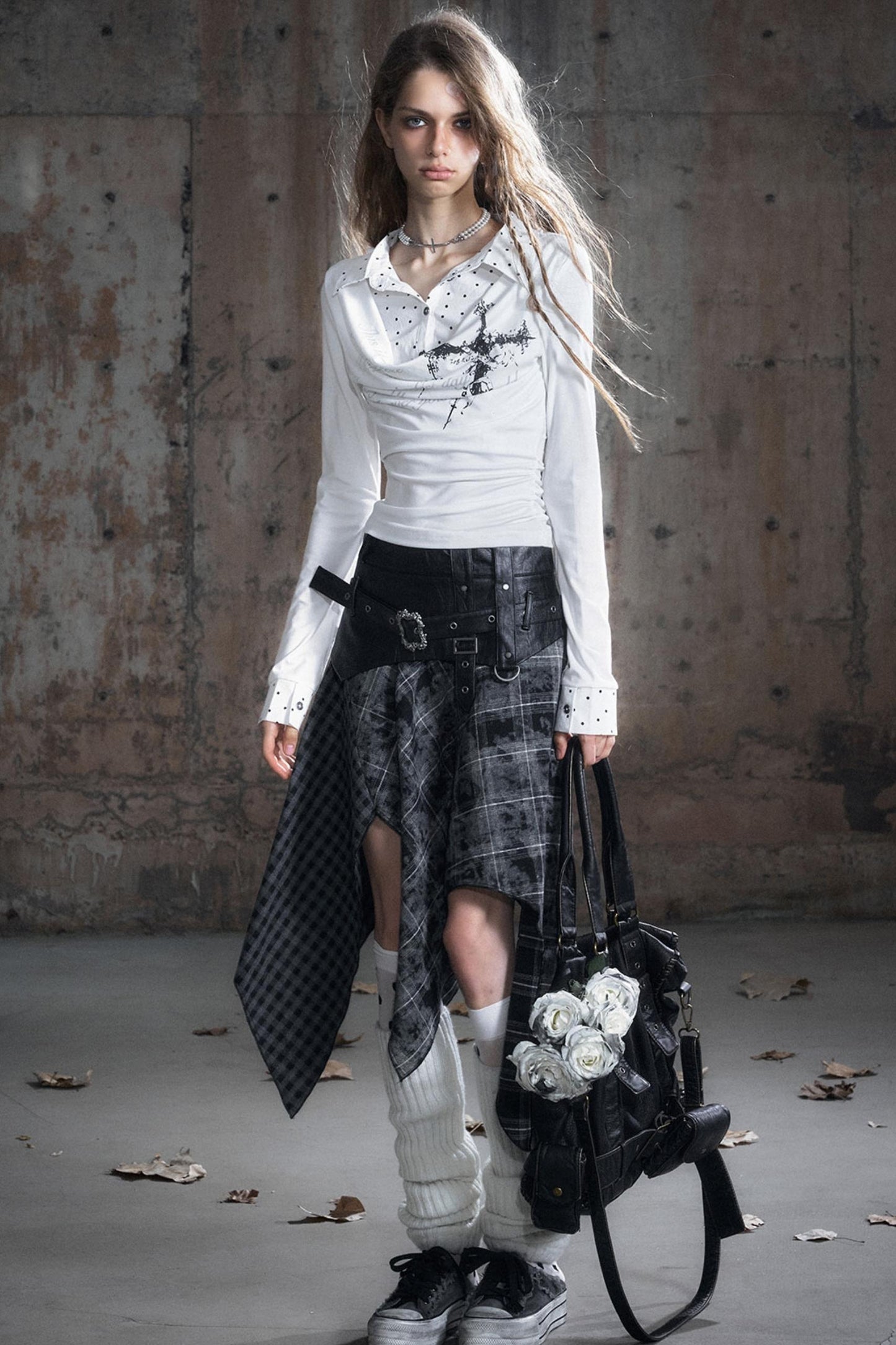 Swing Collar Long Sleeve Shirt