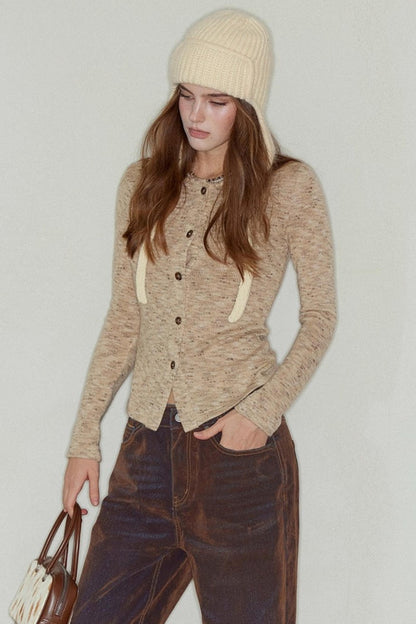 Flower Camel Knit Sweater