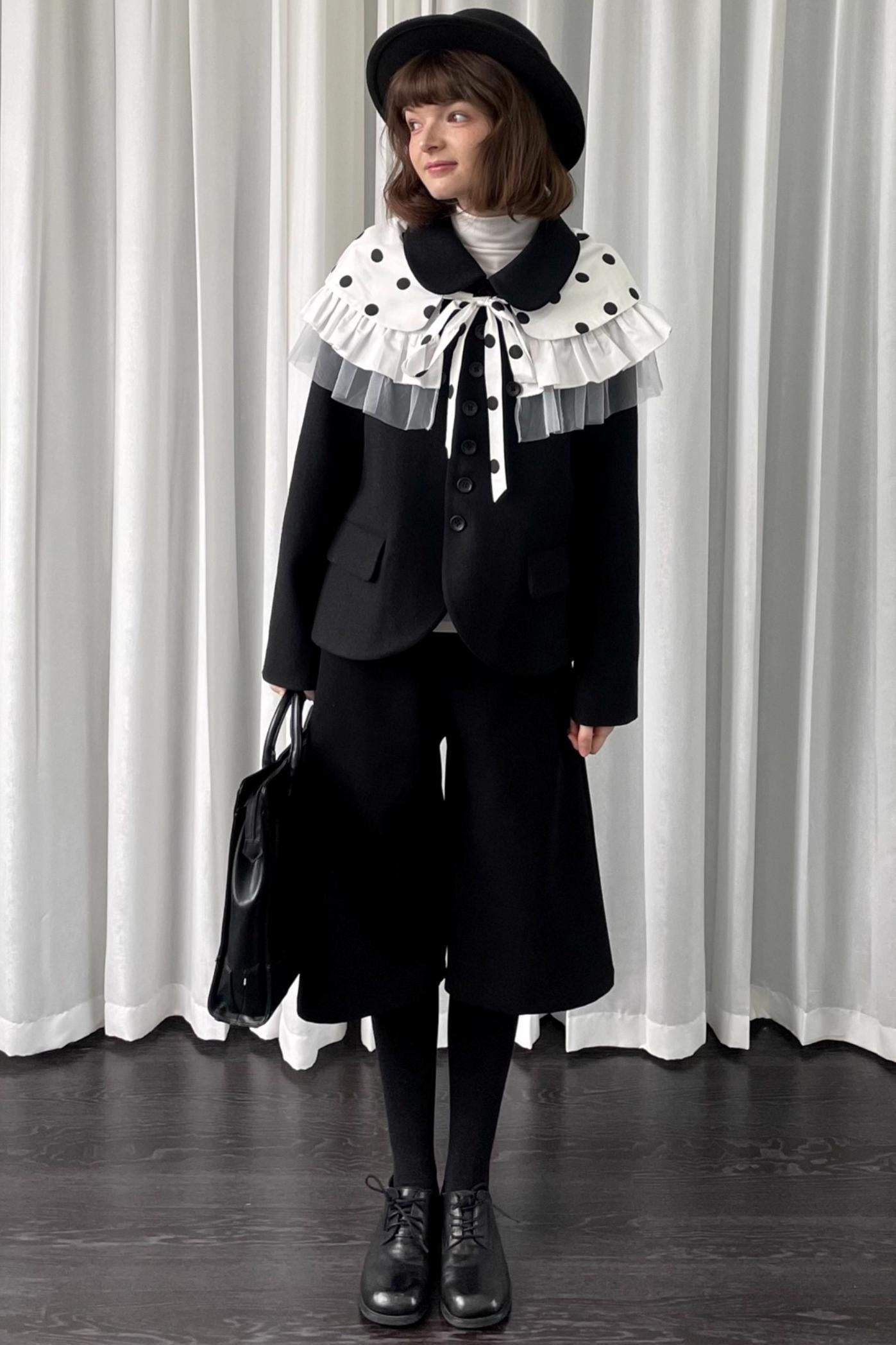 Versatile Black Woolen Suit Jacket