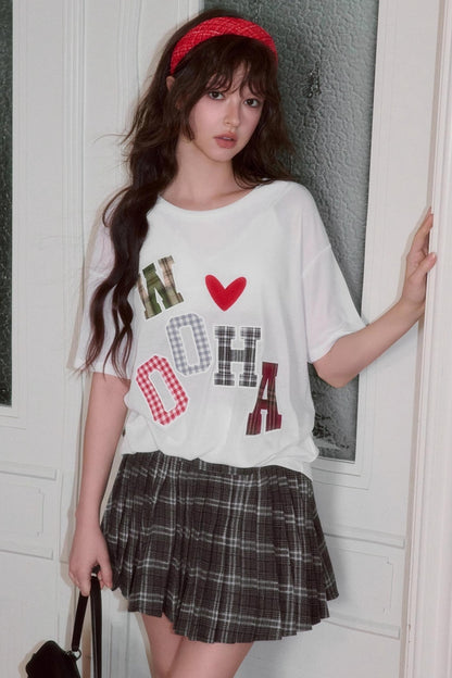 Fall Plaid Patch T-shirt