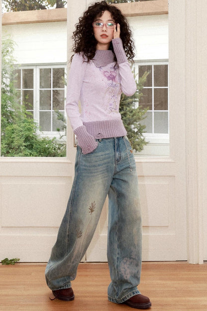 Flowers in Bloom Purple Sweater