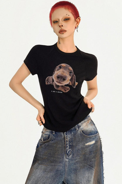 Cool Retro Girl Print Tee