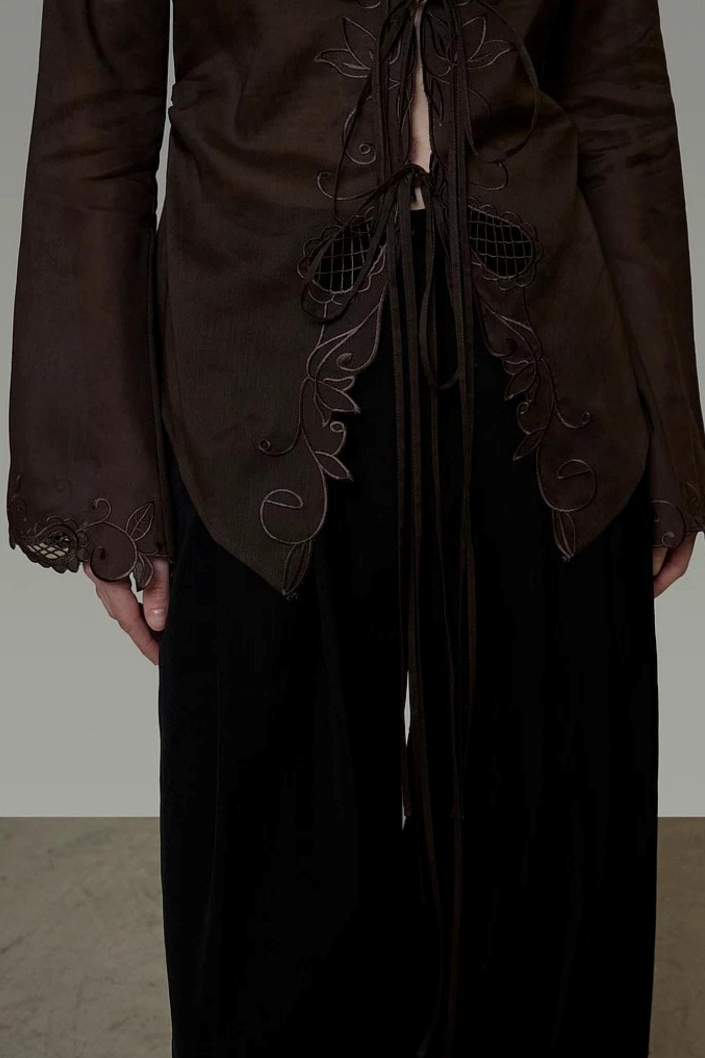 Embroidered Sun Protection Blouse Set-Up