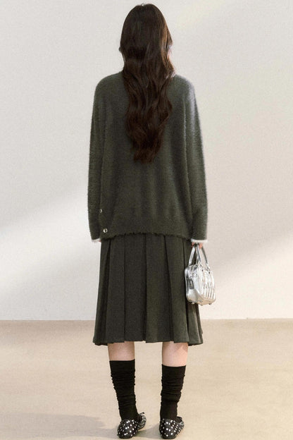 Metal Button Knit Pullover Top