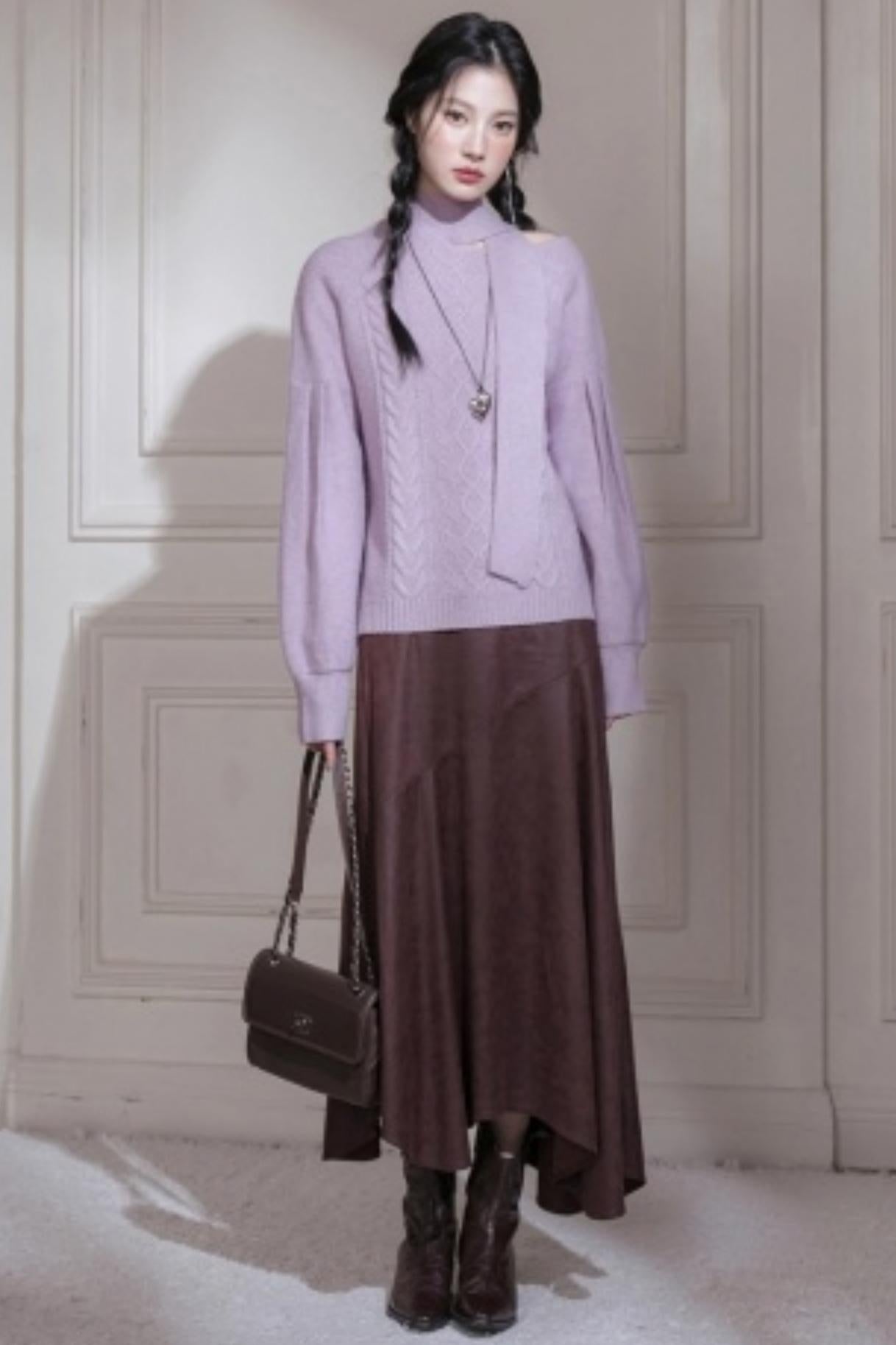 Violet Wool Lantern Sleeve Sweater