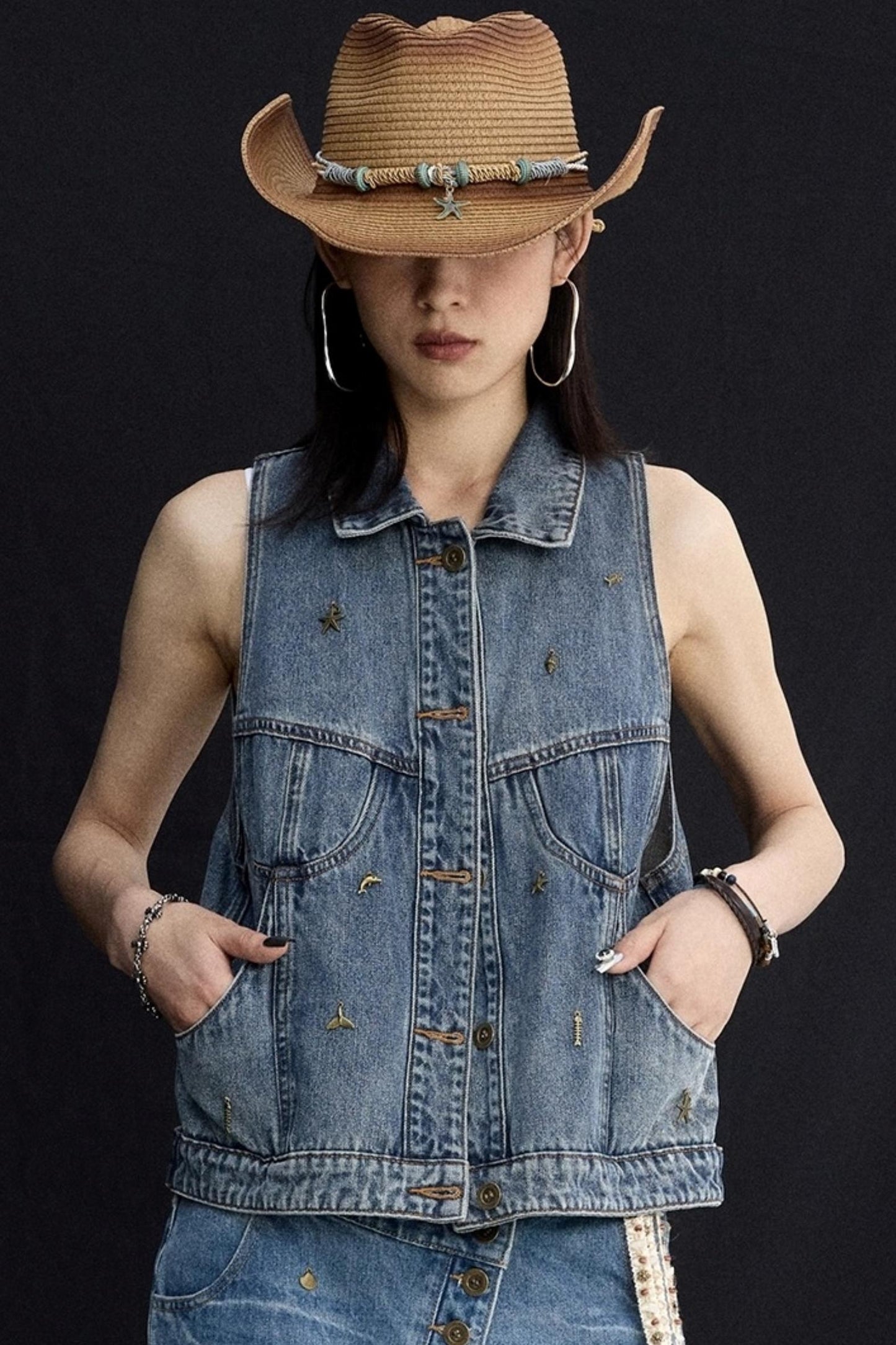 Ocean Blue Denim Vest