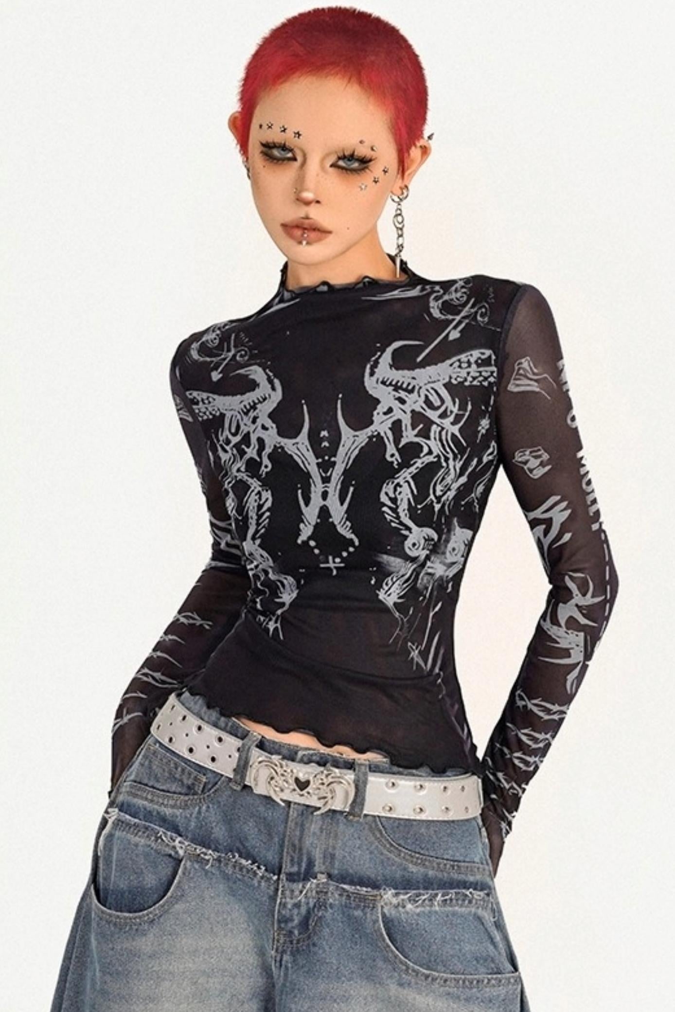 Spice Girl Mesh Long Sleeve Top