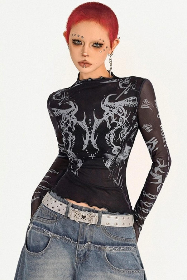 Spice Girl Mesh Long Sleeve Top