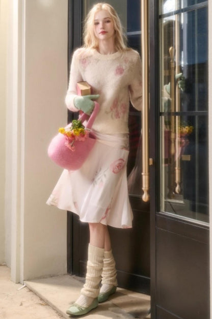 Milky Way Wool Sweater Skirt Set-Up