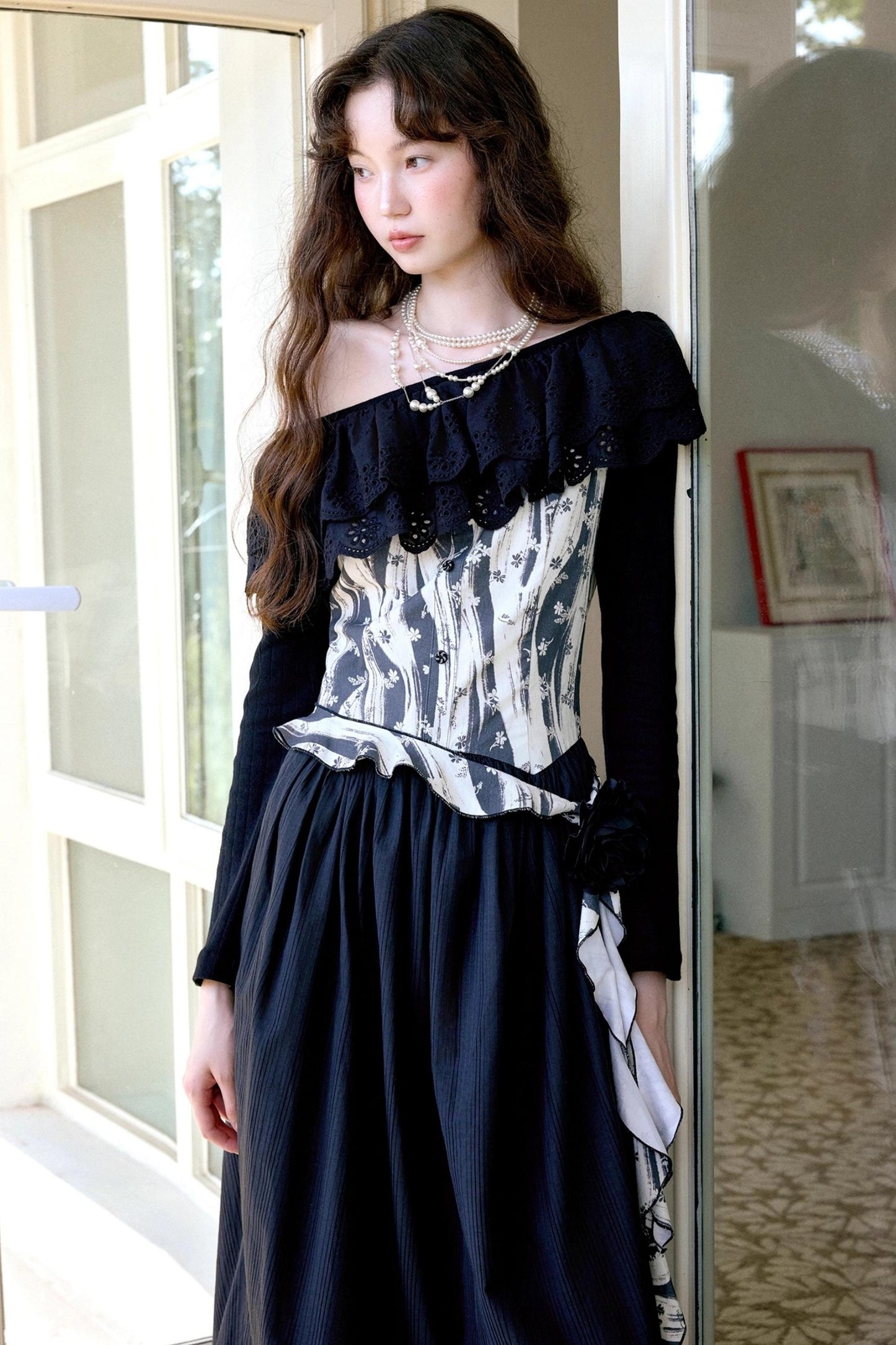 Vintage Shoulder Flower Bud Dress