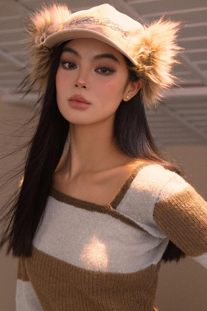 Color-Block Asymmetrical Knit Sweater