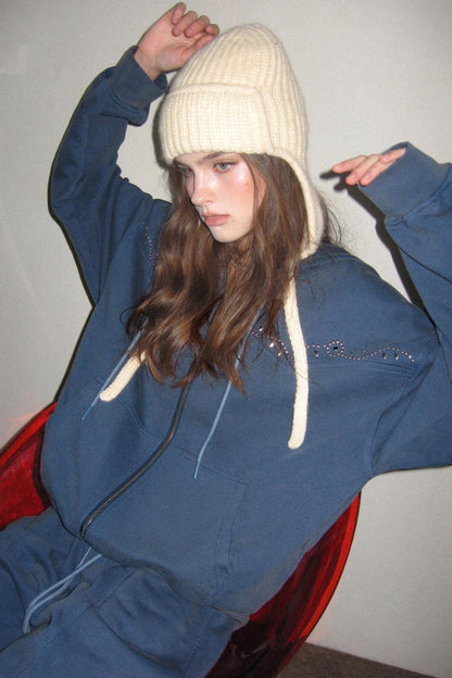 Diamond Hooded Sweatshirt With Pants Set-Up