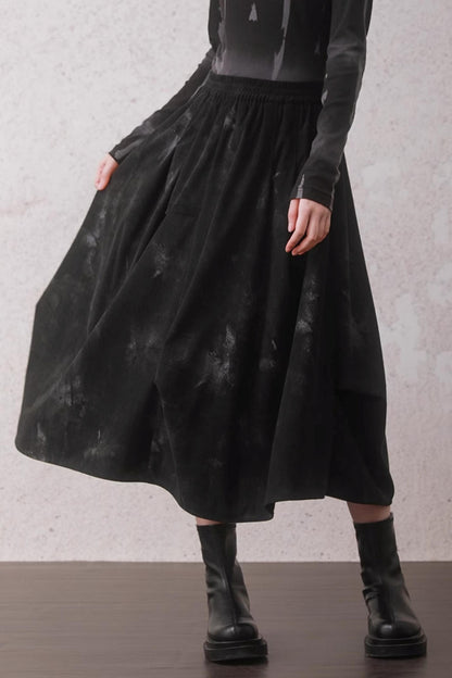 Tie-Dye Smoke Black Autumn Skirt