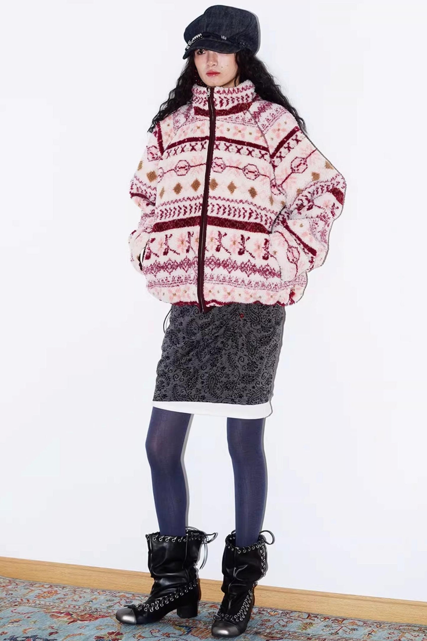 Retro Paisley Sweater Skirt Set-Up