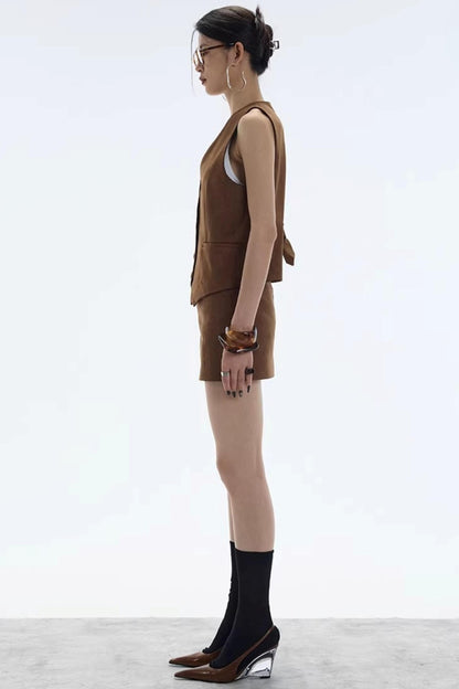 Hazelnut Suede Mini Skirt