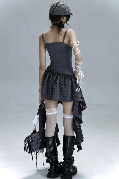 Polka Dot Plaid Patchwork Dress