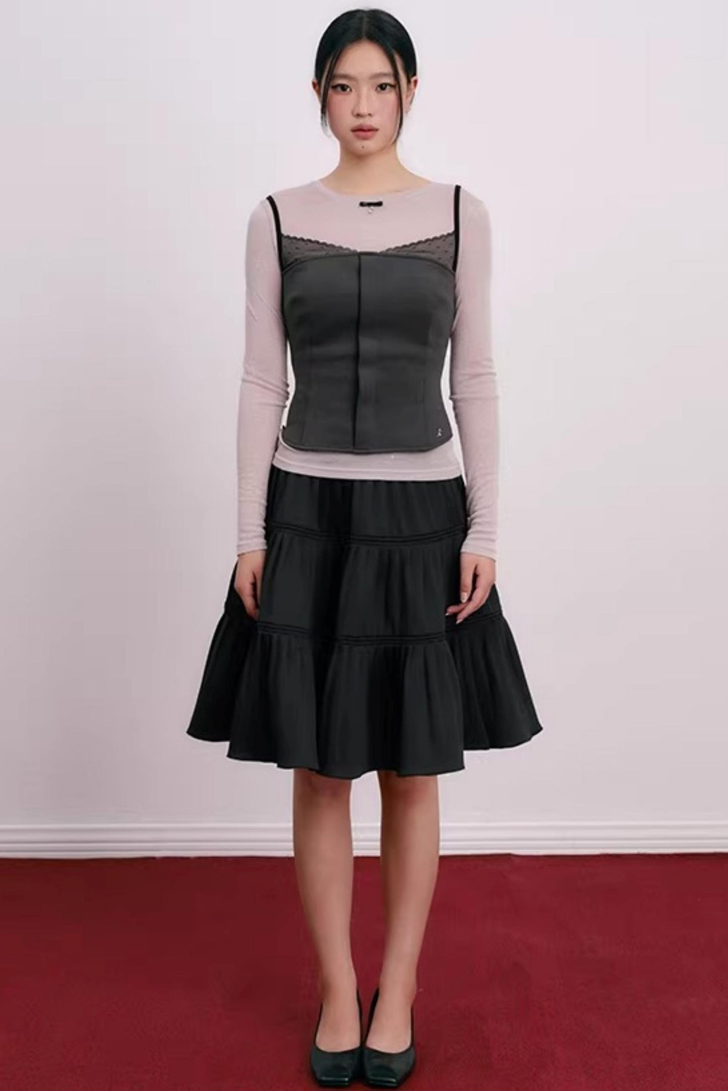 Romantic Pleated Flower Skirt