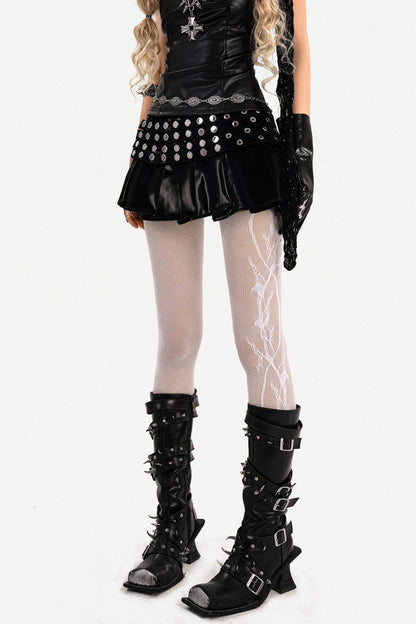 Gothic Metallic Pleated Skirt