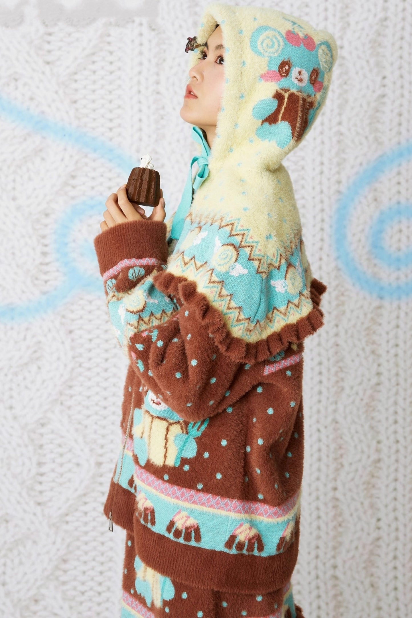 Yellow Bear Knitted Cape Hat