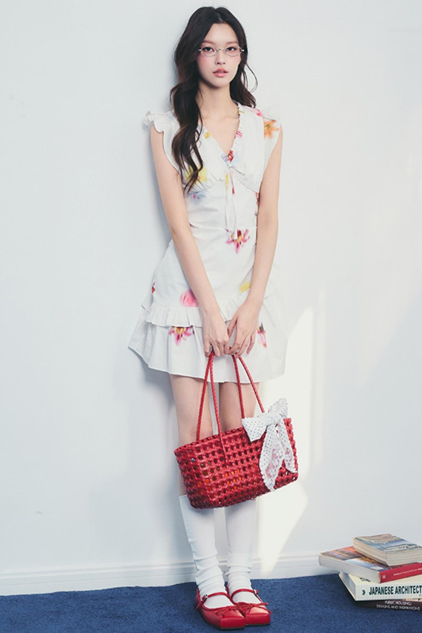 Floral V-Neck Ruffle Dress