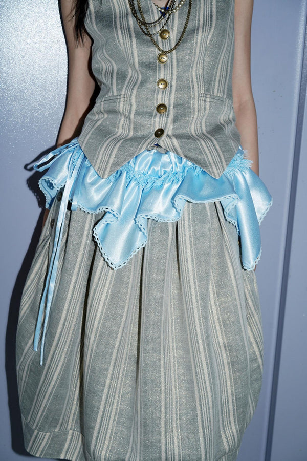 Shimmering Satin Short Skirt Curtain