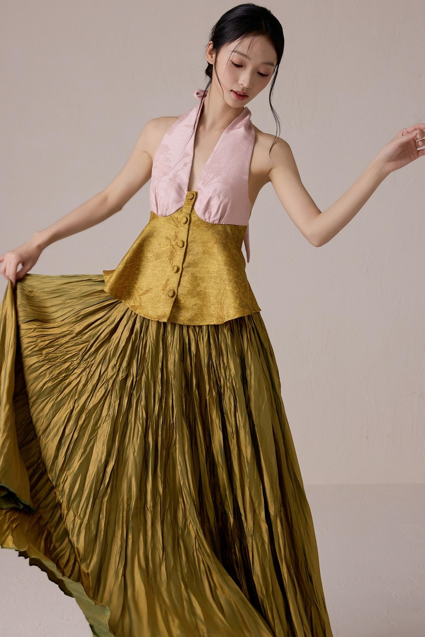 Pleated Fairy Bustier with A-line Swing Skirt