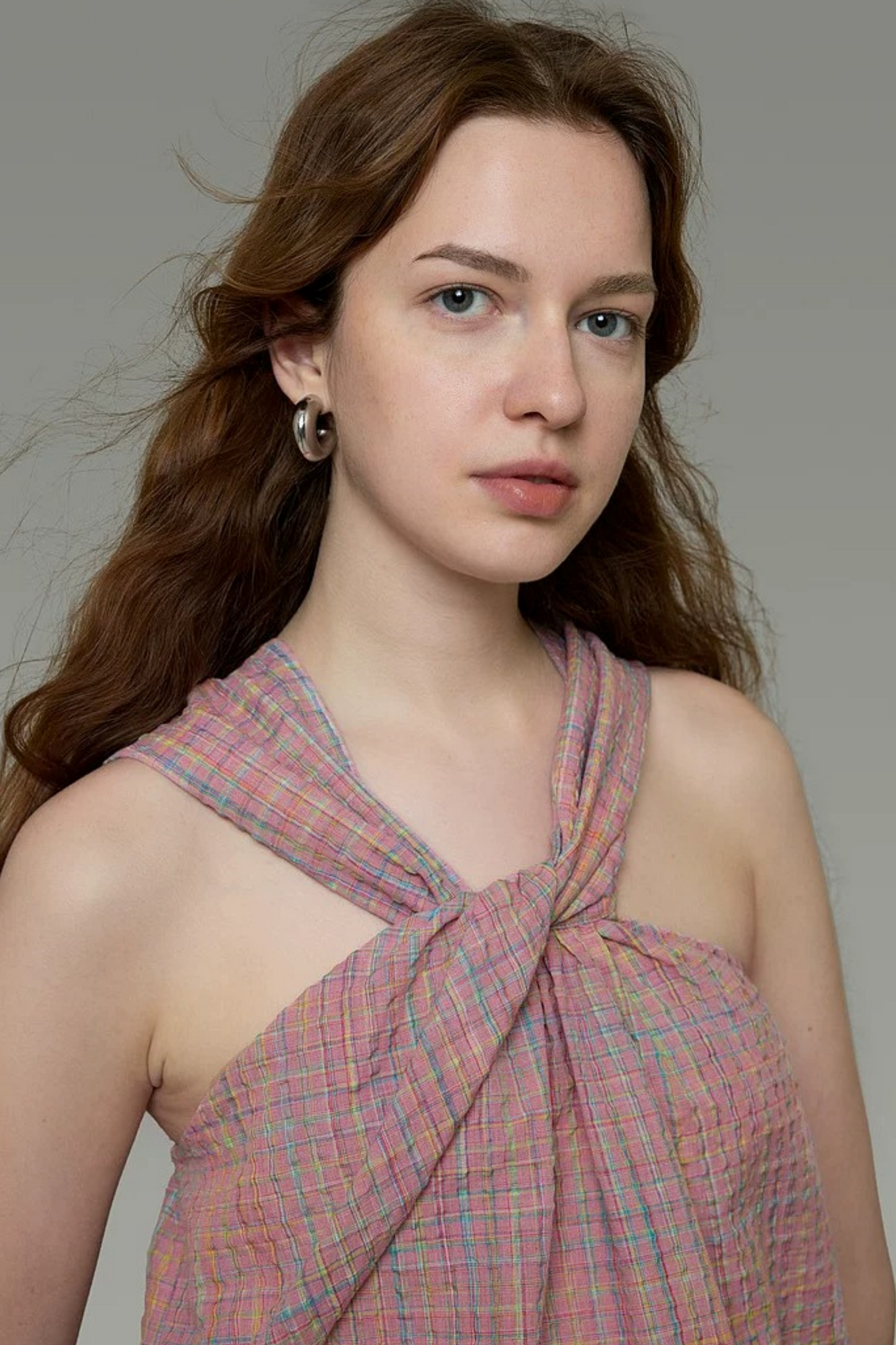 Plaid French Knot Top