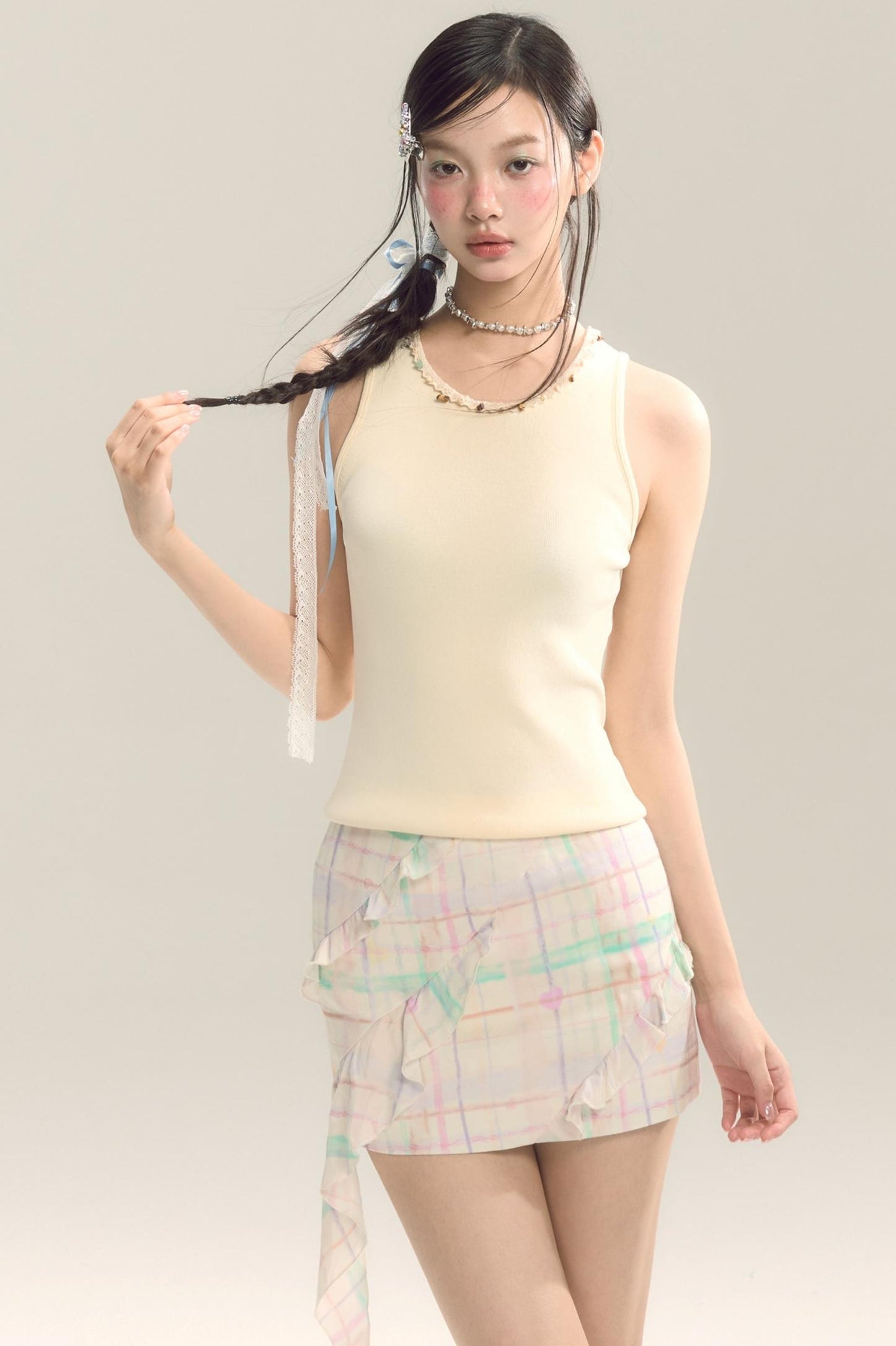 Yellow Plaid Halter Skirt