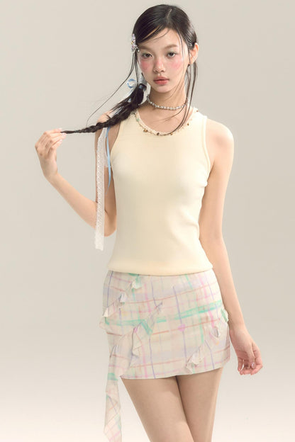 Yellow Plaid Halter Skirt