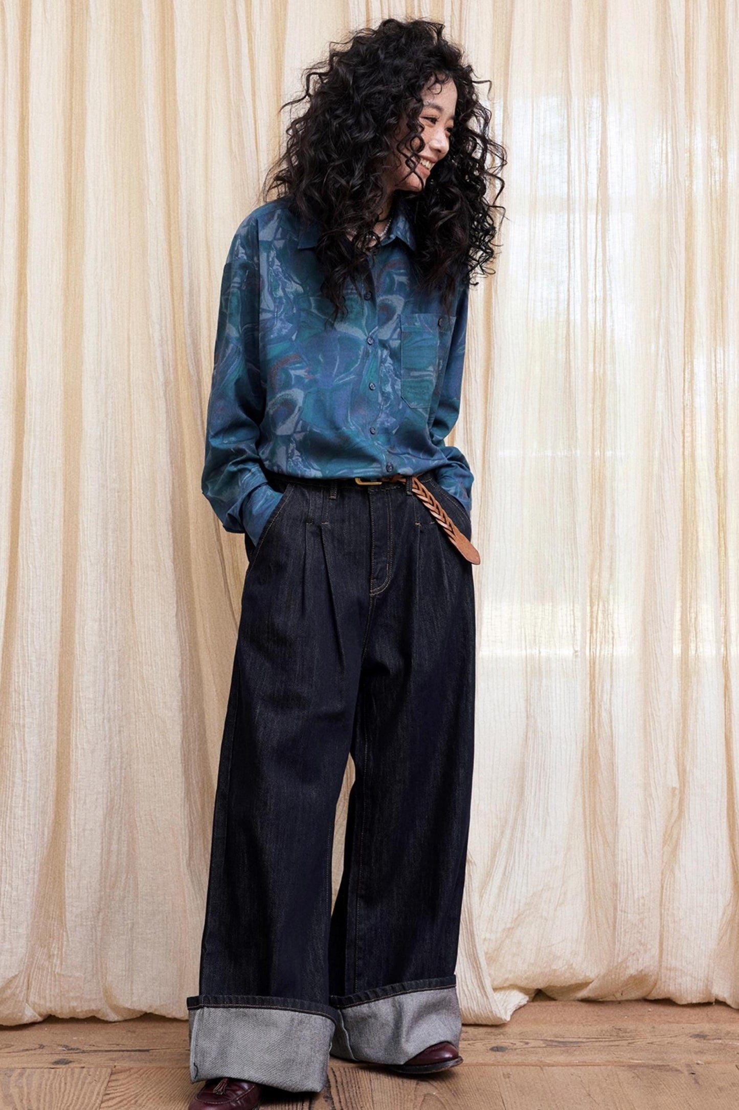 Lazy Breeze Wide-leg Denim Trousers