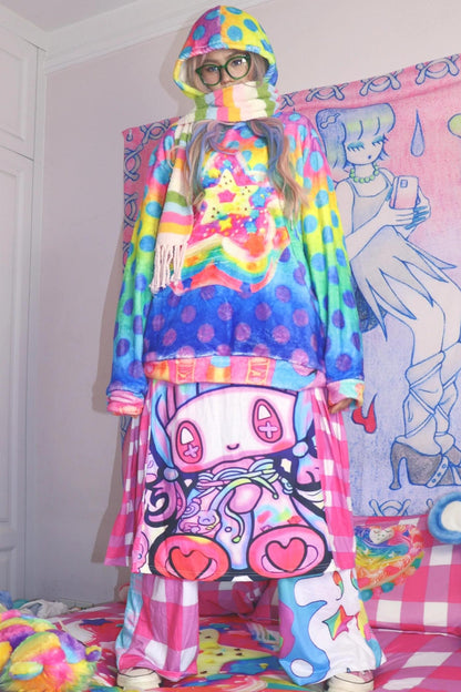 Colourful Polka Dot Hooded Sweatshirt