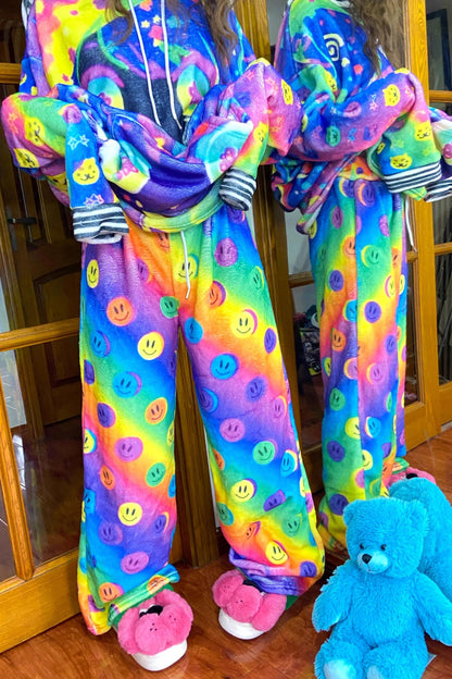 Colorful Smiley Fleece Pants